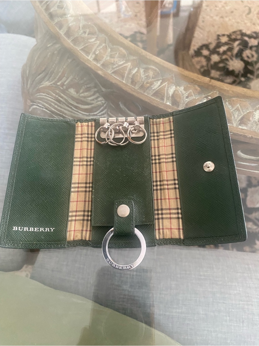 Burberry Dark Green Leather Key & Card Holder - Picture 4 of 11